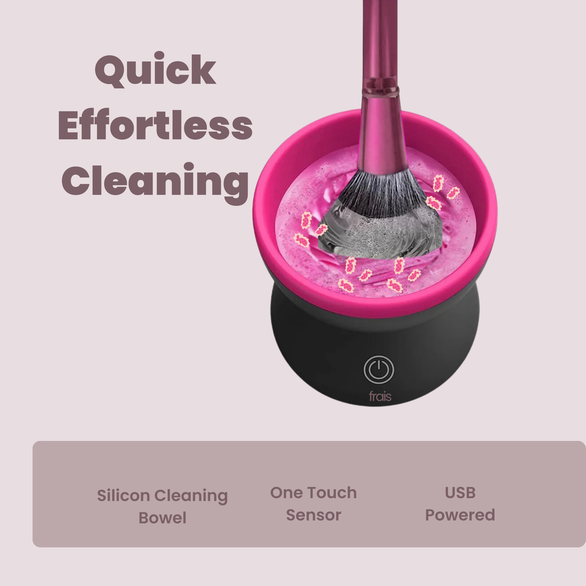 FRAIS Rechargeable Automatic Electric Silicone Makeup Brush Cleaner