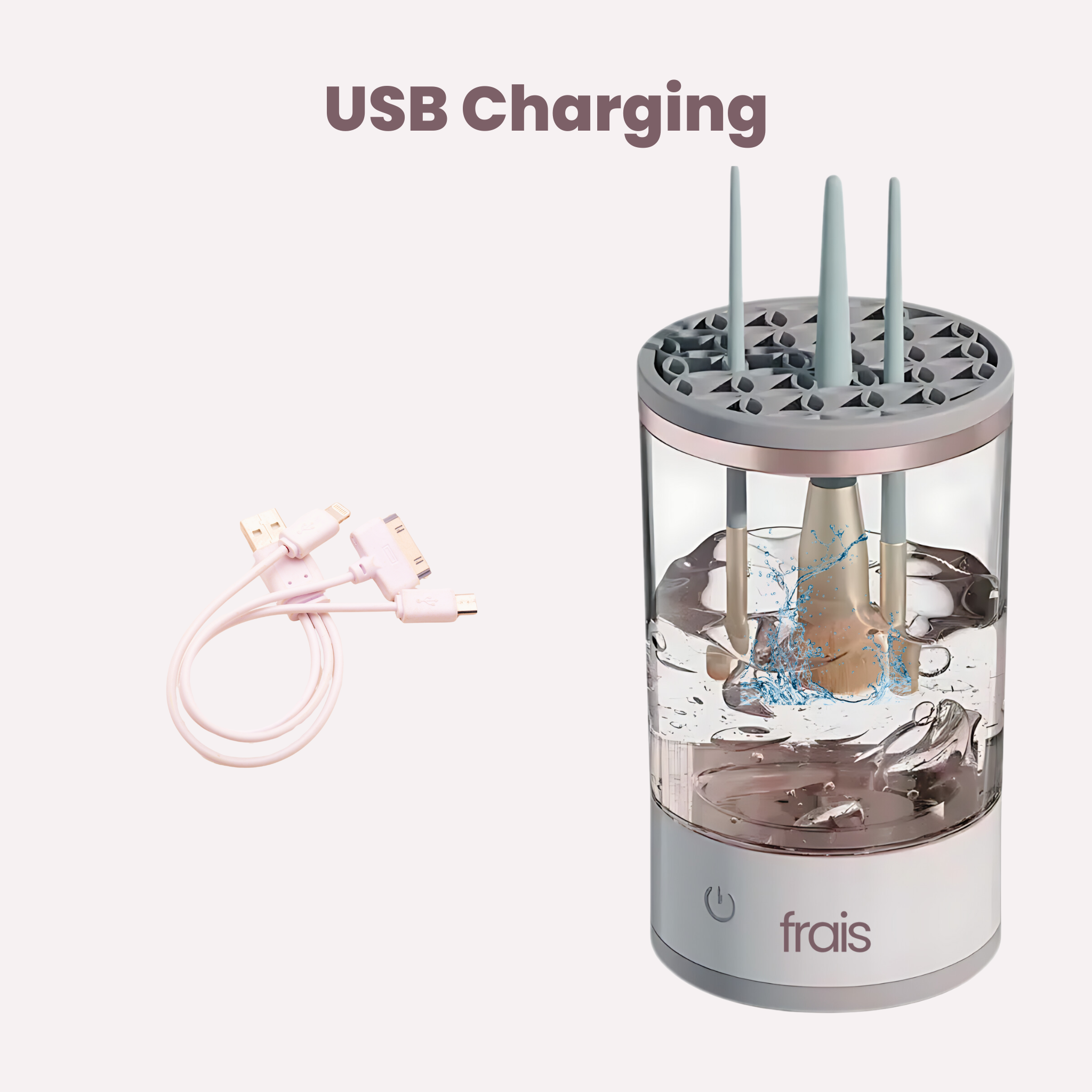 FRAIS Portable Electric Makeup Brush Cleaner With USB Charging